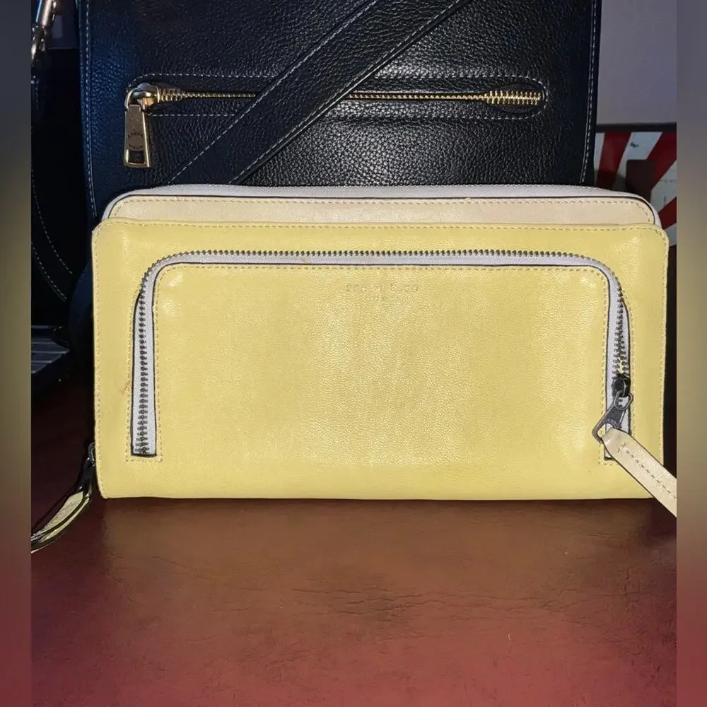 Rag & Bone Yellow Leather Zip Clutch Wallet VGUC SS26 Canary Trend BOLO
